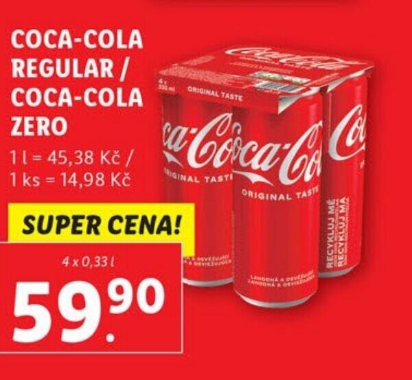 COCACOLA REGULAR / COCACOLA ZERO nabídky v Lidl