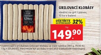 Lidl GRILOVACÍ KLOBÁSY nabídka