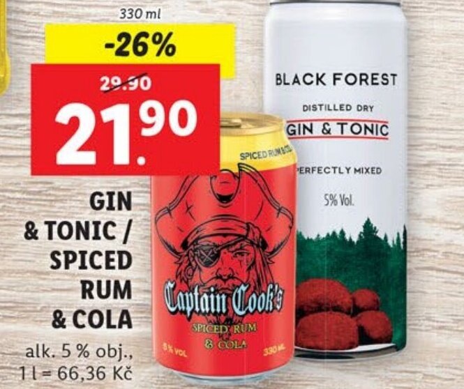 GIN & TONIC / SPICED RUM & COLA nabídky v Lidl