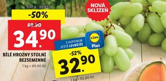 Lidl BÍLÉ HROZNY STOLNÍ BEZSEMENNÉ nabídka