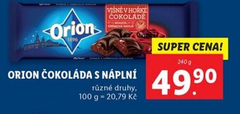 Lidl ORION ČOKOLÁDA S NÁPLNÍ nabídka