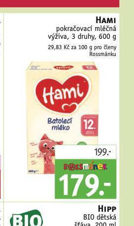 Rossmann Hami pokračovací mléčná výživa nabídka
