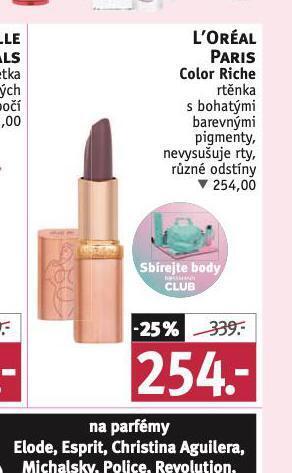 Rossmann Loreal paris rtěnka nabídka