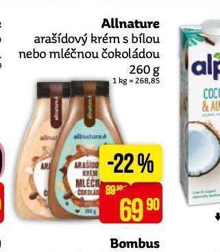 Teta Allnature arašídový krém s bílou nebo mléčnou čokoládou nabídka