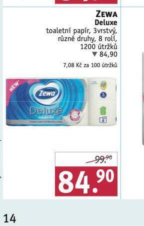 Rossmann Zewa deluxe toaletní papír nabídka