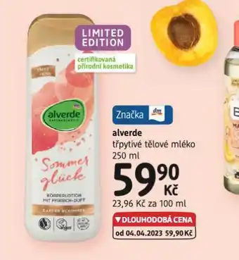 dm drogerie Alverde třpytivé tělové mléko nabídka
