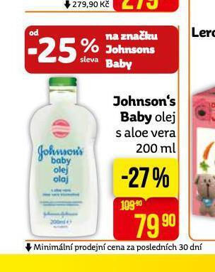 Teta Johnson´s baby olej s aloe vera nabídka