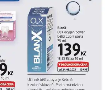 dm drogerie Blanx o3x oxygen power bělicí zubní pasta nabídka