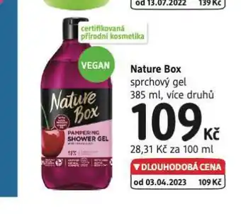 dm drogerie Nature box sprchový gel nabídka
