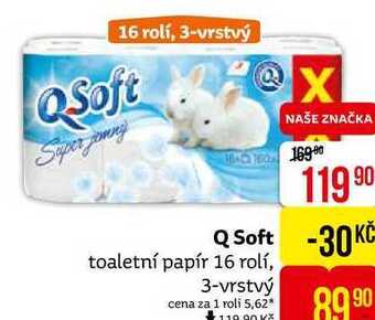 Teta Qsoft toaletní papír 16 rolí 3-vrstvý nabídka