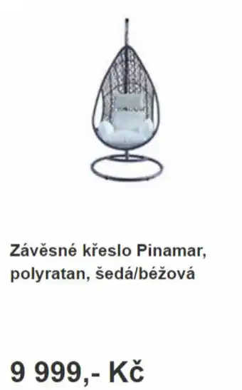 Závěsné křeslo Pinamar, polyratan, šedá/béžová