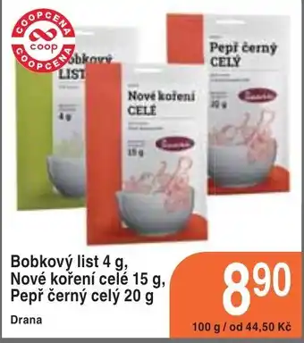 Coop hb Bobkový list 4 g, Nové koření celé 15 g, Pepř černý celý 20 g nabídka