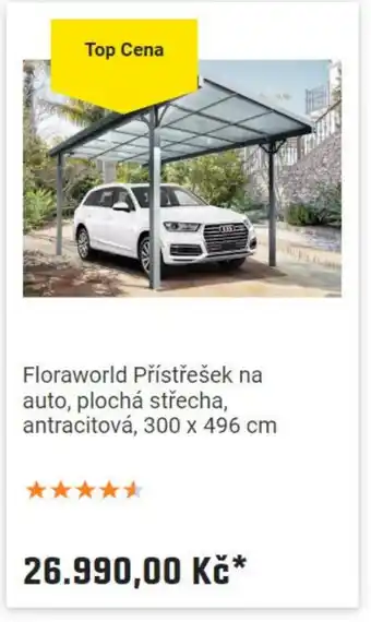 OBI Floraworld Přístřešek na auto, plochá střecha, antracitová, 300 x 496 cm nabídka