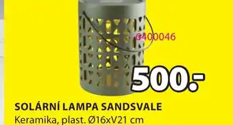 SOLÁRNÍ LAMPA SANDSVALE Keramika, plast. Ø16xV21 cm