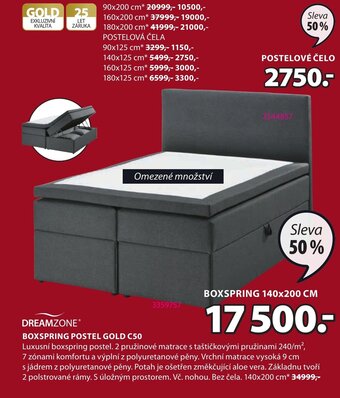 JYSK BOXSPRING POSTEL GOLD C50 nabídka