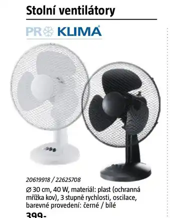 Bauhaus Stolní ventilátory PRO KLIMA nabídka