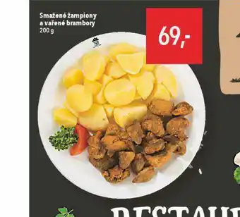 Smažené žampiony a vařené brambory