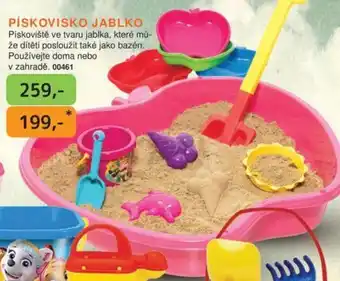 PÍSKOVISKO JABLKO Pískoviště ve tvaru jablka, které mů-že dítěti posloužit také jako bazén. Používejte doma nebo