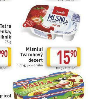 Billa Mlsni si tvatohový dezert nabídka