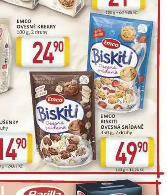 Billa Emco biskiti ovesná snídaně nabídka