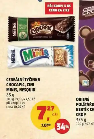 Cereální tyčinka chocapic, cini minis, nesquick