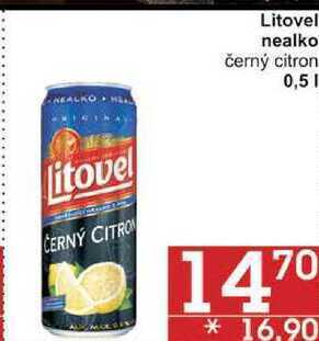 Litovel nealko černý citron, 0,5 l