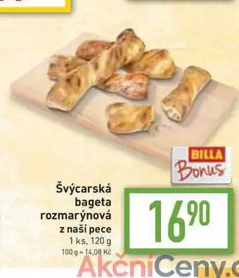 Billa Švýcarská bageta rozmarýnová z naší pece 1 ks, 120g nabídka
