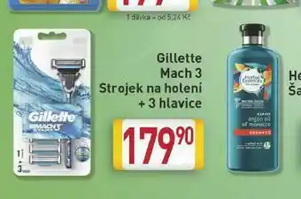 Billa Gillette mach 3 strojek + 3 hlavice nabídka