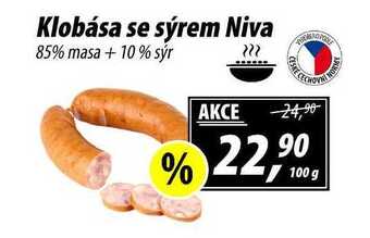 ZEMAN Klobása se sýrem niva 85% masa+10% sýr, 100 g nabídka