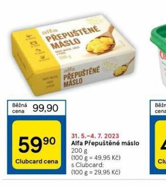 Tesco Alfa přepuštěné máslo nabídka