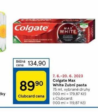 Tesco Colgate max white zubní pasta nabídka