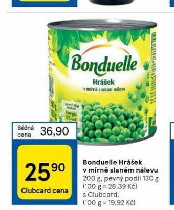 Tesco Bonduelle hrášek v mírně slaném nálevu nabídka