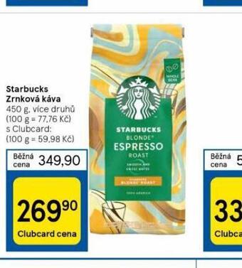Tesco Starbucks zrnková káva nabídka