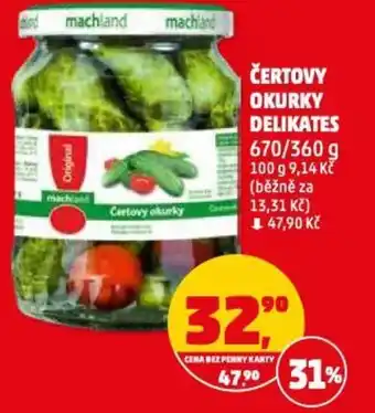 Penny Market ČERTOVY OKURKY DELIKATES 670/360 g 100 g 9,14 Kč (běžně za nabídka