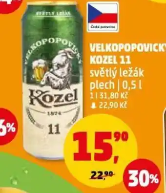 Penny Market VELKOPOPOVICKÝ KOZEL 11 světlý ležák plech | 0,5 1 nabídka
