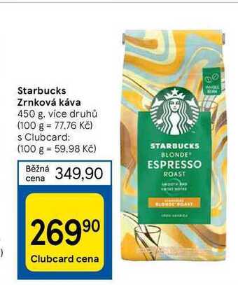 Tesco Starbucks zrnková káva 450 g nabídka