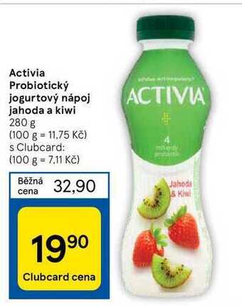 Tesco Activia probiotický jogurtový nápoj jahoda a kiwi 280 g nabídka