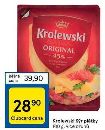 Tesco Krolewski sýr plátky 100 g nabídka
