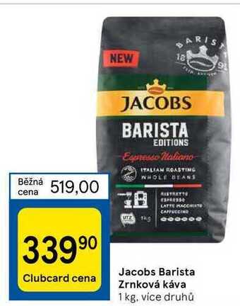 Tesco Jacobs barista zrnková káva 1 kg nabídka