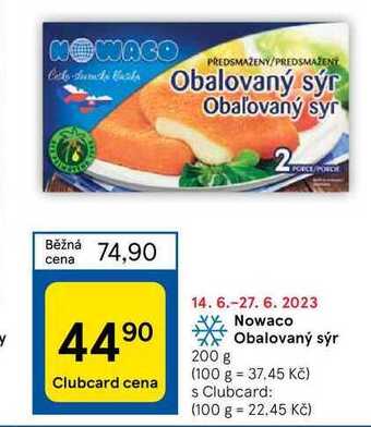 Tesco Nowaco obalovaný sýr 200 g nabídka