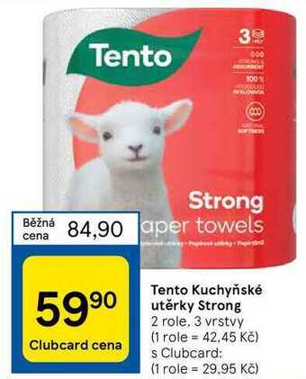 Tesco Tento kuchyňské utěrky strong 2 role. 3 vrstvy nabídka