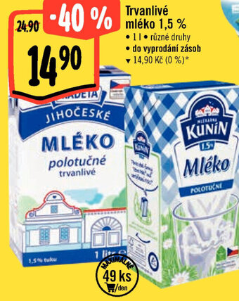 Albert Trvanlivé mléko 1,5 % nabídka