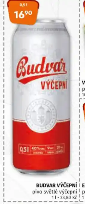 Trefa BUDVAR VÝČEPNÍ pivo světlé výčepní 11.33,80 Kč nabídka