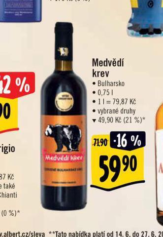 Albert Medvědí krev nabídka