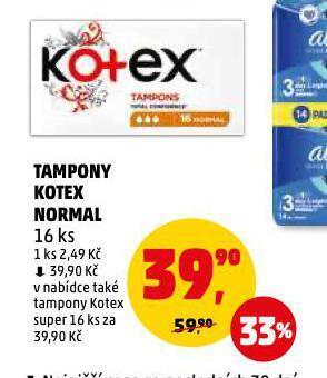 Penny Market Kotex dámské tampony nabídka