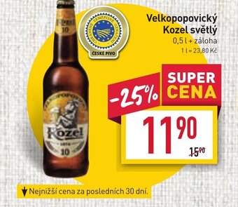 Billa Velkopopovický Kozel světlý nabídka