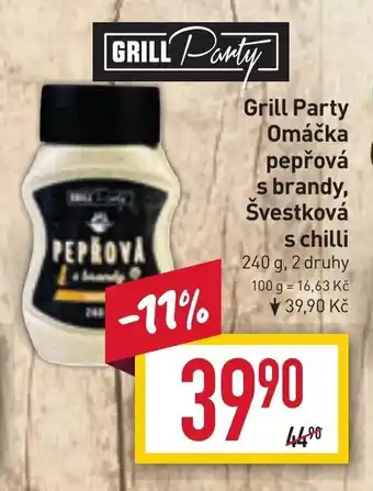 Billa Grill Party Omáčka pepřová s brandy, Švestková nabídka