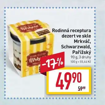 Billa Rodinná receptura dezert ve skle Mrkváč, nabídka