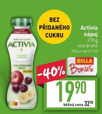 Billa Activia nápoj nabídka