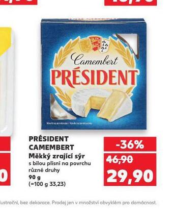 Kaufland Président camembert nabídka